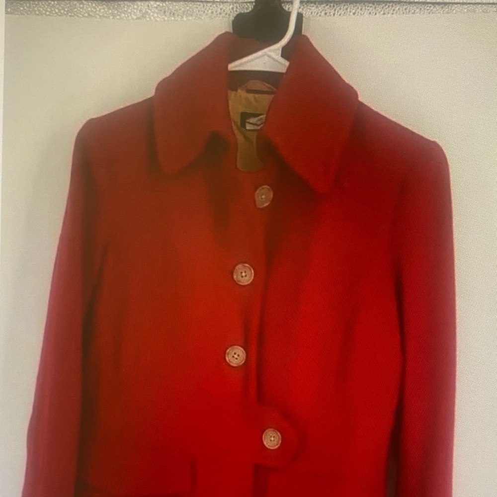 J.Crew Factory Red Military Style Pea Coat 100% Wool Size 4 Business Valentine